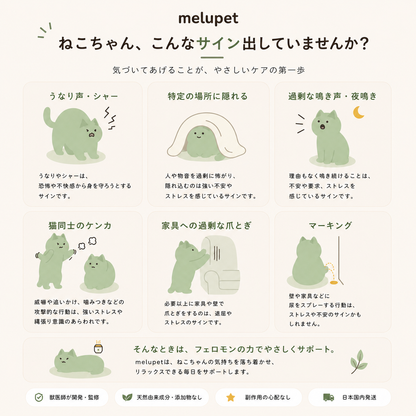 猫用フェロモンディフューザー 夜鳴き・スプレー・過剰グルーミングへの効果